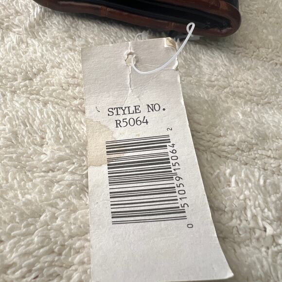 RGA Vintage Black Brown Croc Trim Trifold Wallet R5064 Brass Snap - Picture 8 of 10